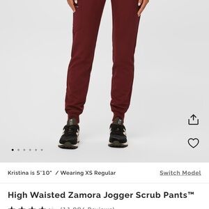 FIGS Burgundy Zamora Jogger Scrub Pants